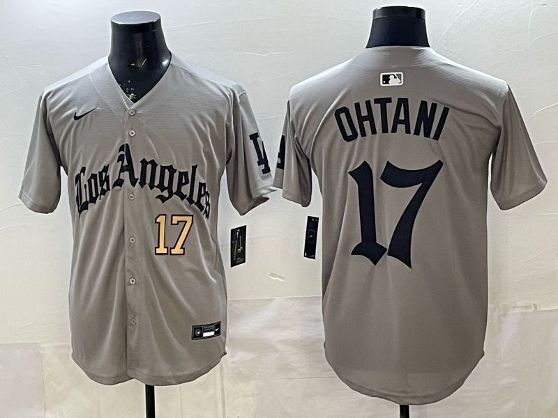 Men 2026 Los Angeles Dodgers #17 Ohtani Grey Five generations Nike MLB Jersey style 004